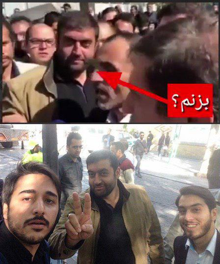 سلفی حامیان احمدی‌نژاد با فردی که به بقایی حمله کرده بود