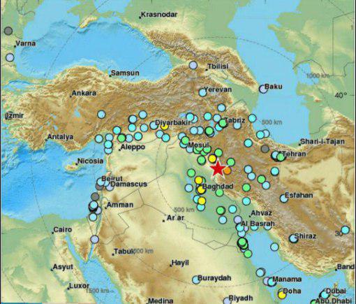 آماری از زلزله امشب در عراق و ایران +نقشه