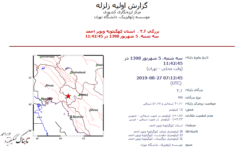 چرام در حال لرزش های پی در پی