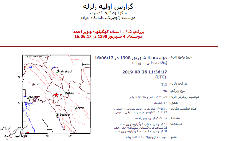 چرام در حال لرزش های پی در پی